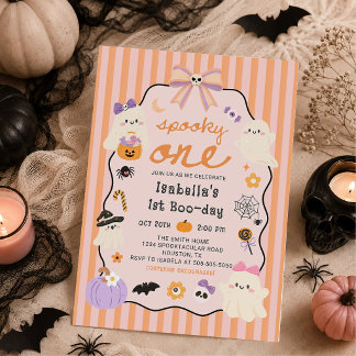 Spooky One Ghost Halloween Birthday Invitation