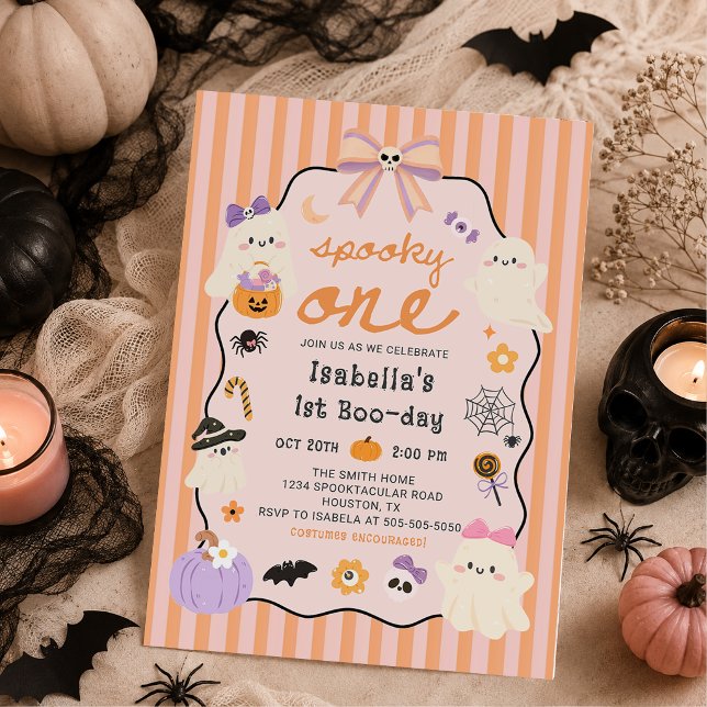 Spooky One Ghost Halloween Birthday Invitation (Creator Uploaded)