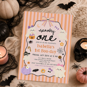 Spooky One Ghost Halloween Birthday Invitation