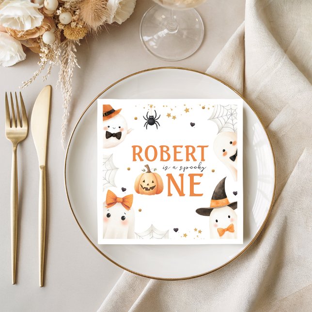 Spooky One Ghost Pumpkin Napkin (Creator Uploaded)