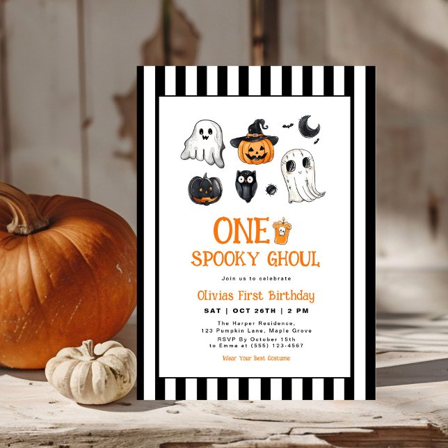 Spooky One Ghoul Halloween First Birthday Invitation (Creator Uploaded)