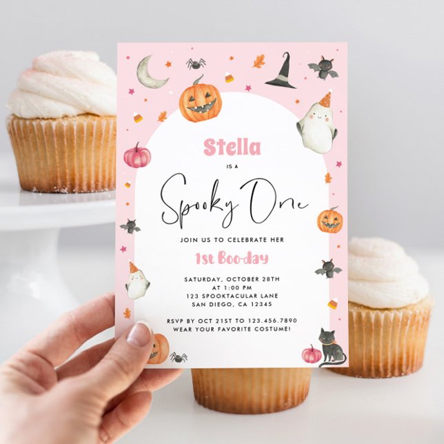 Spooky One Girl 1st Boo-Day Halloween Invitation (Creator Uploaded)