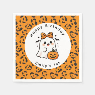 Spooky One Girl Halloween Birthday Paper Napkins
