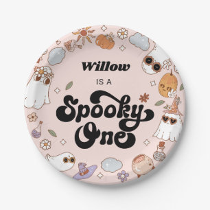 Spooky One Groovy Halloween 1st Birthday Paper Plate