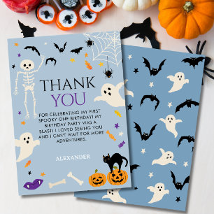 Spooky One Halloween 1st Birthday Blue Thank You Card