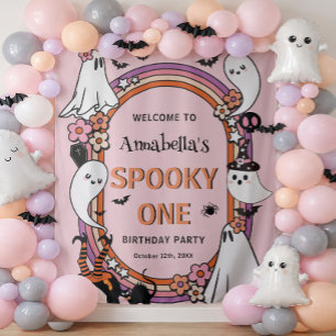 Spooky One Halloween 1st Birthday Girl Welcome  Tapestry