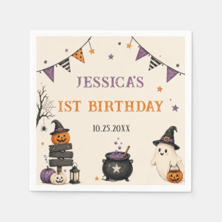 Spooky One Halloween 1st Birthday Girls Ghost Napkin