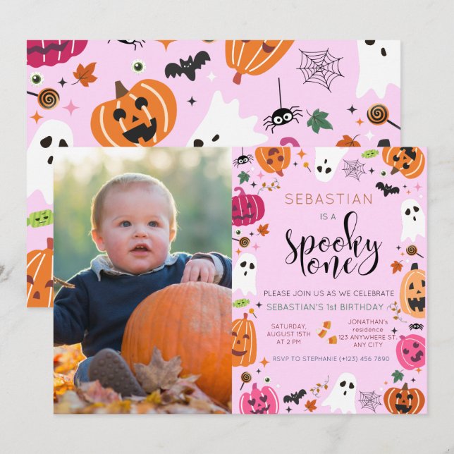 Spooky One Halloween 1st Birthday Invitation (Front/Back)