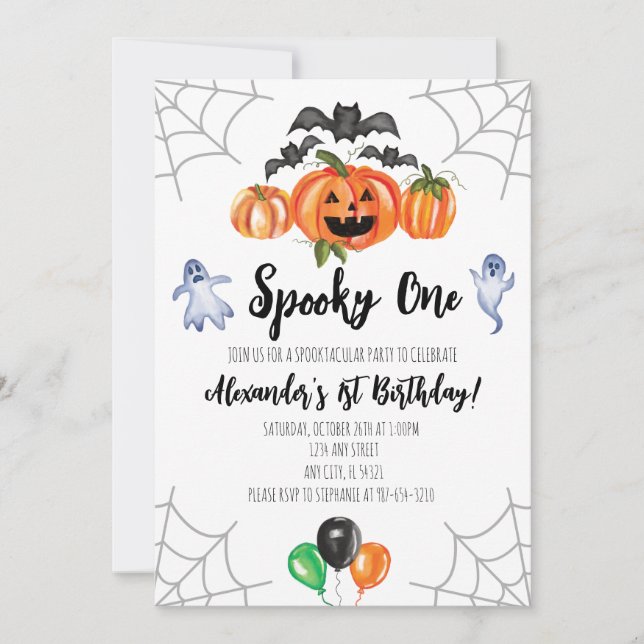 Spooky One Halloween 1st Birthday Invitation (Front)