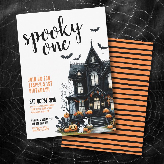 Spooky One Halloween 1st Birthday Invitation (Spooky One Halloween 1st Birthday Party Invitation)