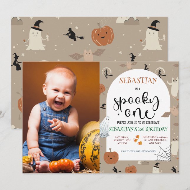 Spooky One Halloween 1st Birthday Invitation (Front/Back)
