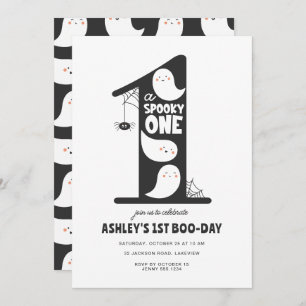 Spooky One Halloween 1st Birthday Invitation Ghost