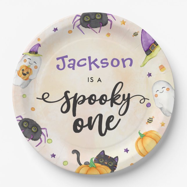 Spooky One Halloween 1st Birthday Paper Plate (Front)