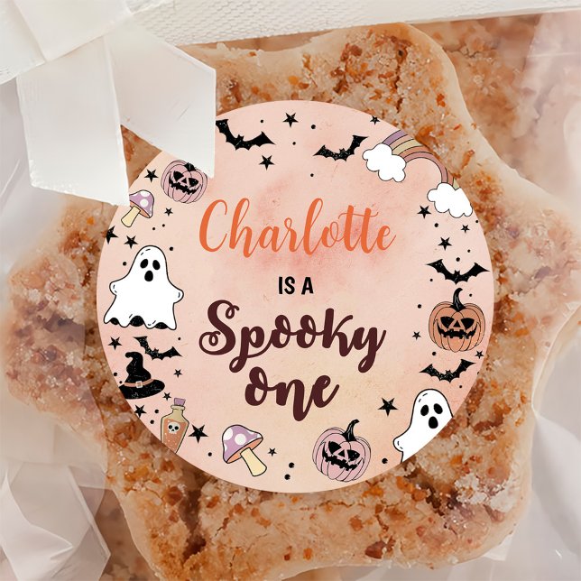 Spooky One Halloween 1st Birthday Party Classic Round Sticker (Creator Uploaded)