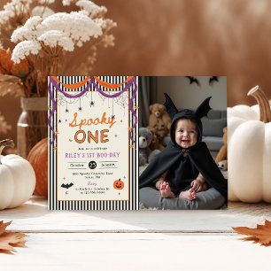 Spooky One Halloween 1st Birthday Photo Invitation