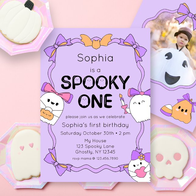 Spooky One Halloween 1st Birthday Photo Invitation (Creator Uploaded)