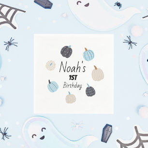 Spooky One   Halloween BDay Napkins   Blue Pumpkin