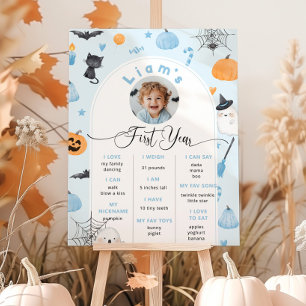Spooky One Halloween birthday blue photo Milestone Poster