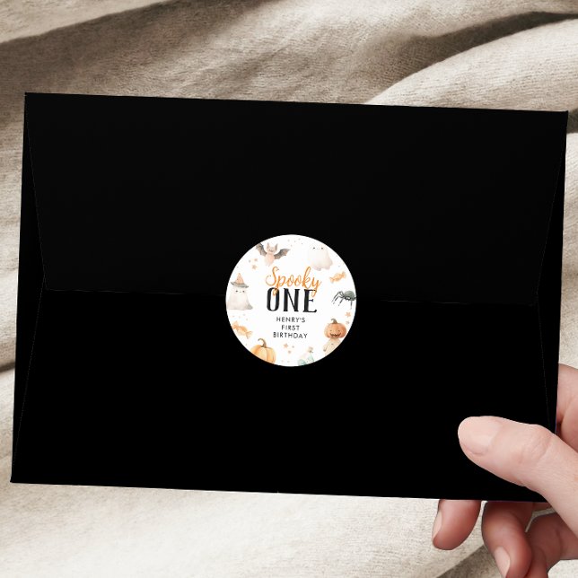 Spooky One Halloween Birthday Classic Round Sticker (Creator Uploaded)