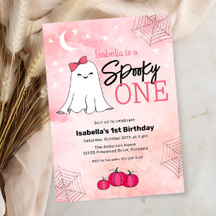Spooky One Halloween Birthday Girly Ghost Invitation