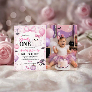 Spooky One Halloween Birthday Photo Invitation