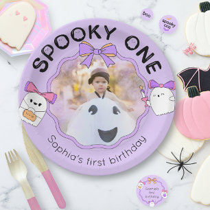 Spooky One Halloween Birthday Photo Paper Plate