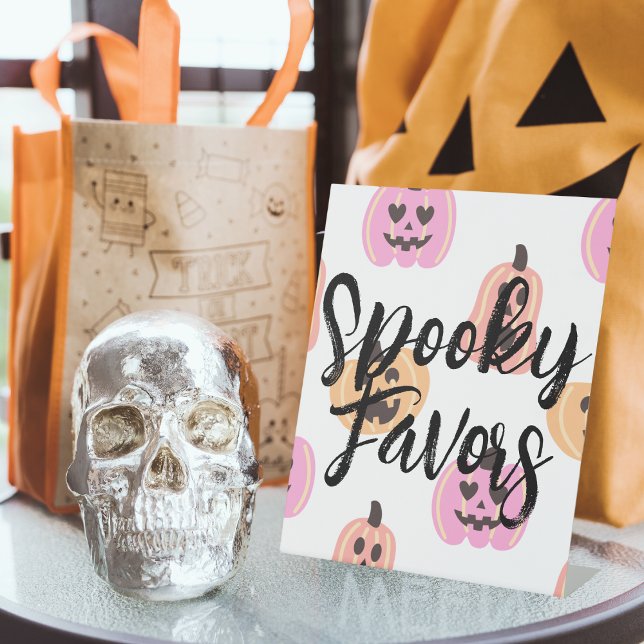 Spooky One | Halloween Birthday | Pink Favours Pedestal Sign (Creator Uploaded)