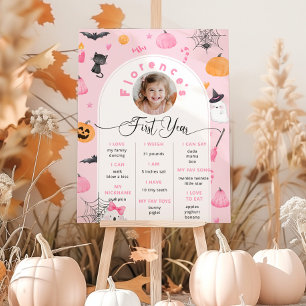 Spooky One Halloween birthday pink photo Milestone Poster