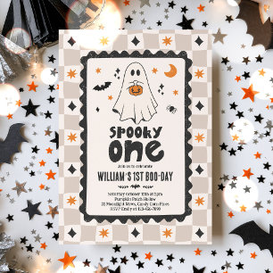 Spooky One Halloween Boy Ghost 1st Birthday Party Invitation