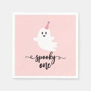 Spooky One Halloween Cute Ghost 1st Birthday Napkin