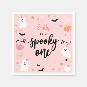 Spooky One Halloween Cute Ghost 1st Birthday Napkin