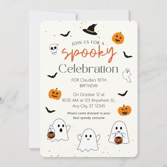 Spooky One Halloween First Birthday Cute  Invitation (Front)