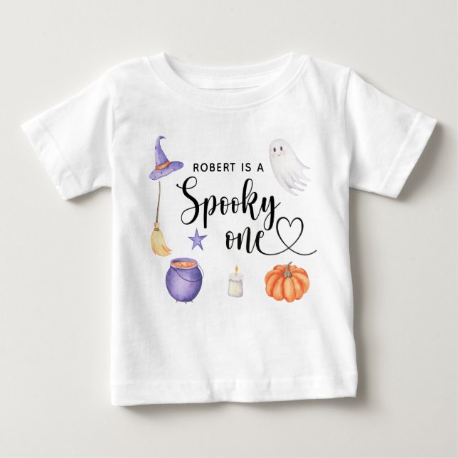 Spooky One Halloween First birthday party Baby T-Shirt (Front)