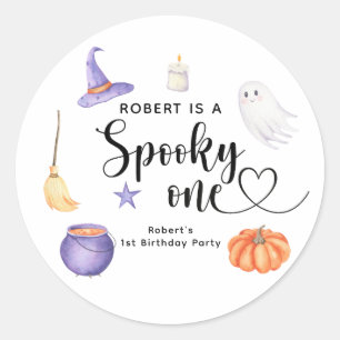 Spooky One Halloween First birthday party Classic Round Sticker