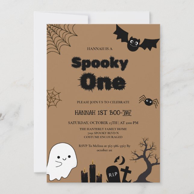 Spooky one Halloween first birthday party Invitation (Front)