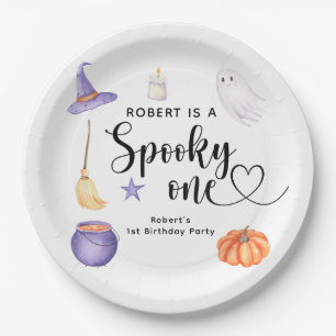 Spooky One Halloween First birthday party Paper Plate