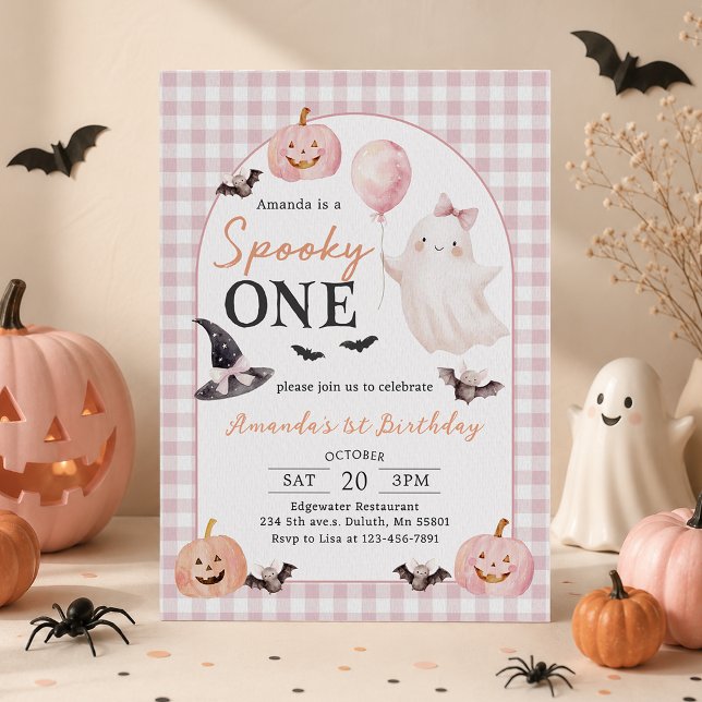 Spooky One Halloween Ghost 1st Birthday Invitation (Creator Uploaded)