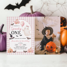 Spooky One Halloween Ghost 1st Birthday Invitation