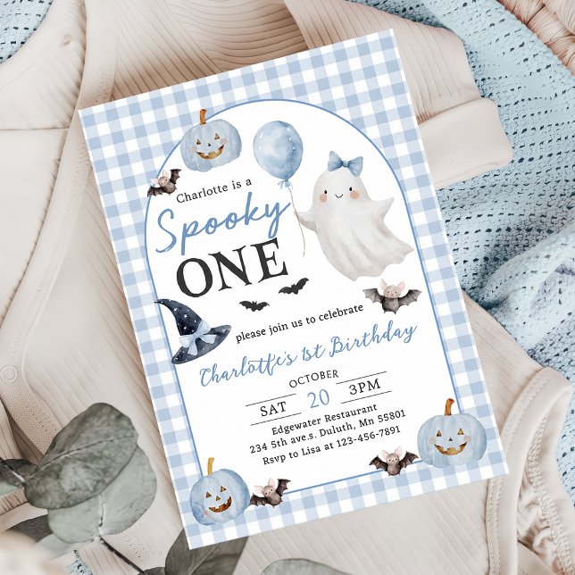 Spooky One Halloween Ghost 1st Birthday Invitation (Creator Uploaded)