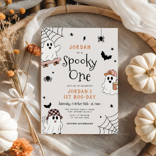 Spooky One Halloween Ghost 1st Birthday  Invitation