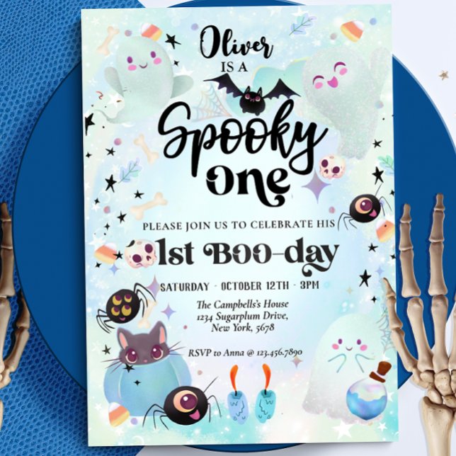 Spooky One Halloween Ghost 1st Birthday Invitation (Creator Uploaded)