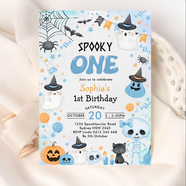 Spooky One Halloween Ghost 1st Birthday Invitation (Creator Uploaded)