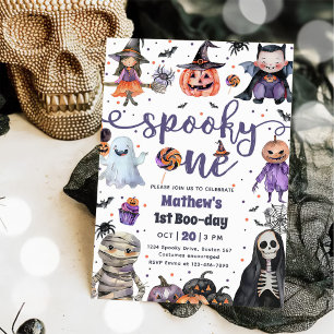 Spooky One Halloween Ghost 1st Birthday Party Invitation
