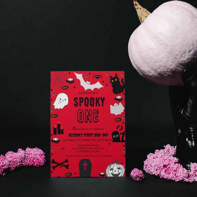 Spooky One Halloween Ghost girl 1st birthday party Invitation (Creator Uploaded)