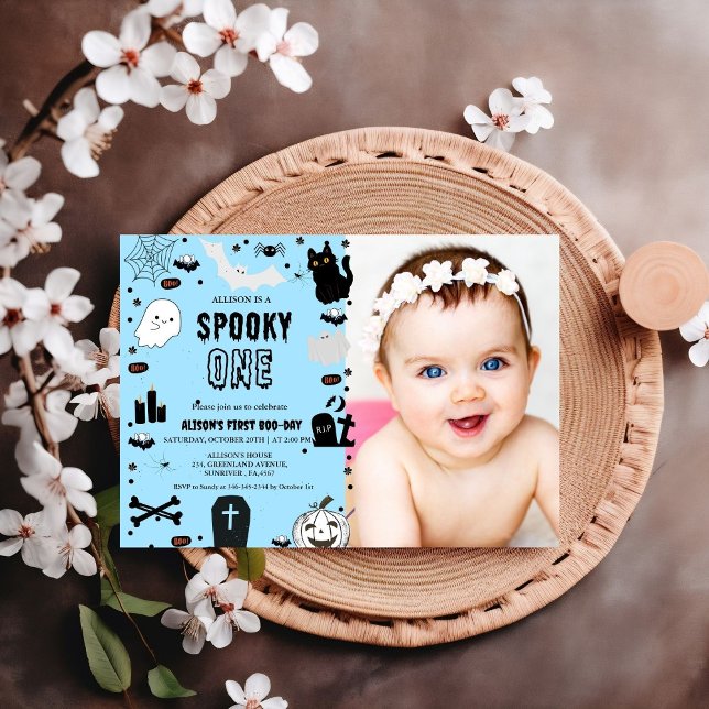 Spooky One Halloween Ghost girl 1st birthday party Invitation (Creator Uploaded)
