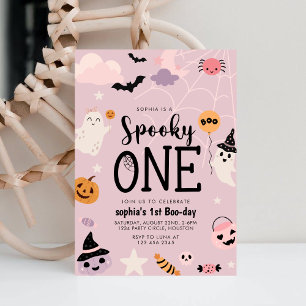Spooky One Halloween Ghost girl Birthday Invitation