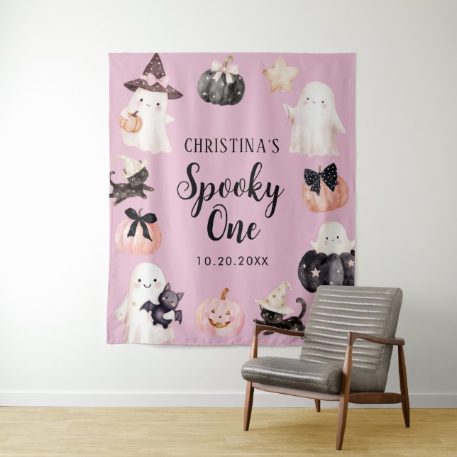 Spooky One Halloween Girl 1st Birthday Party Tapestry (In Situ)