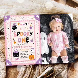 Spooky One Halloween Girl Birthday Party Photo Invitation