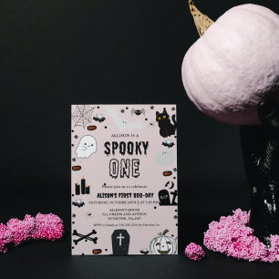 Spooky One Halloween  girl first birthday party Invitation