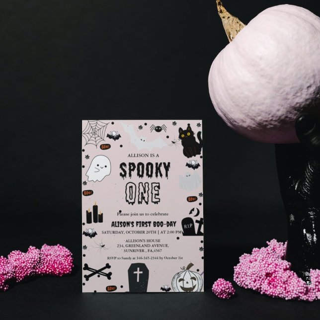 Spooky One Halloween  girl first birthday party Invitation (Creator Uploaded)